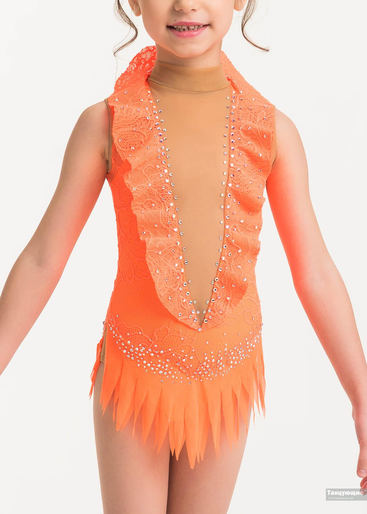 Купальник для художественной гимнастики Бон Вояж оранжевый — купить в интернет-магазине «Танцующие»